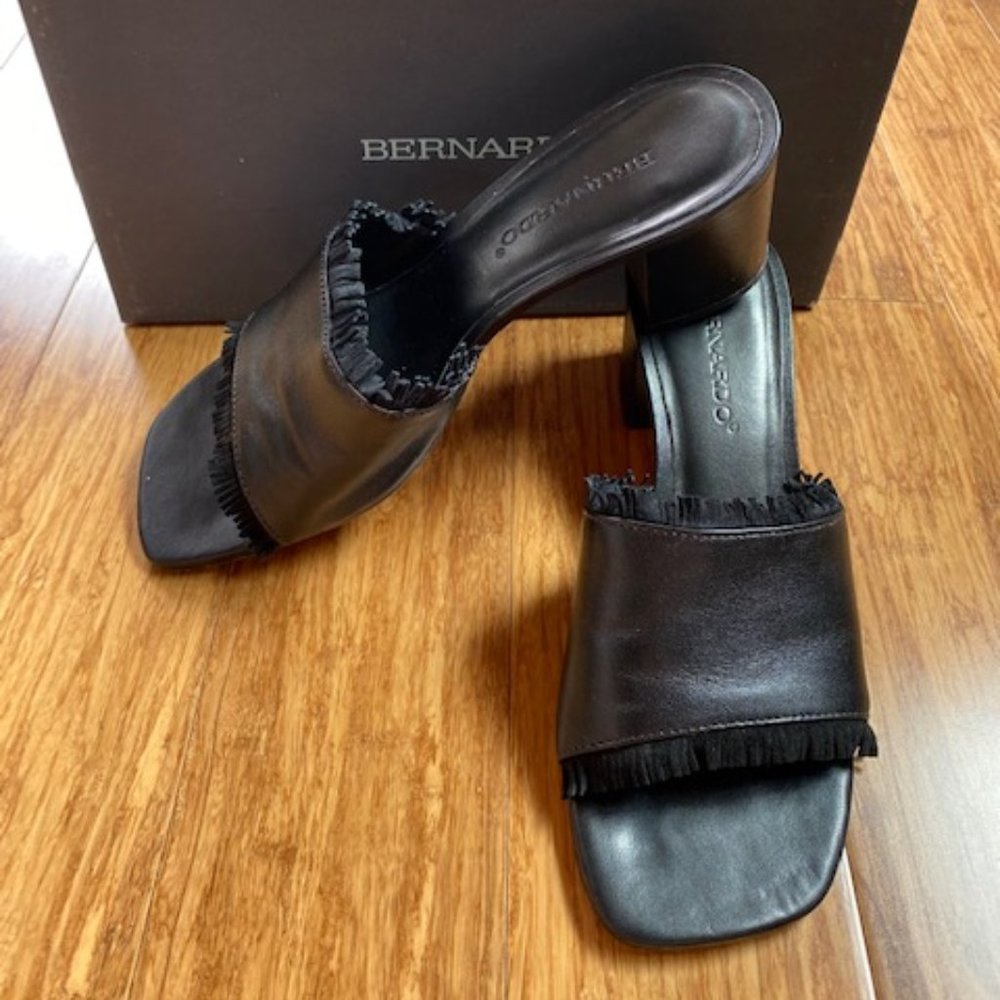 Bernardo Black Leather Mules
